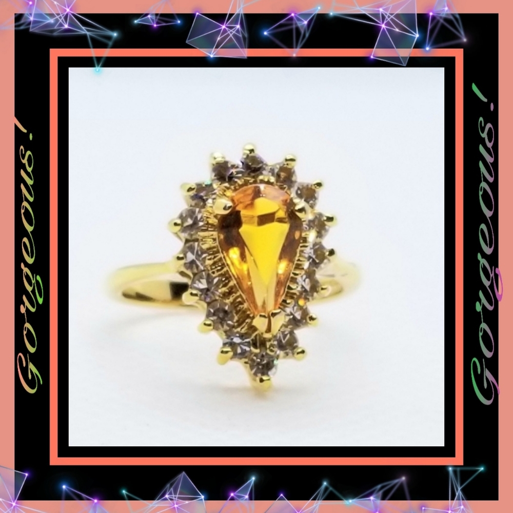 Citrine & Zirconia Ring